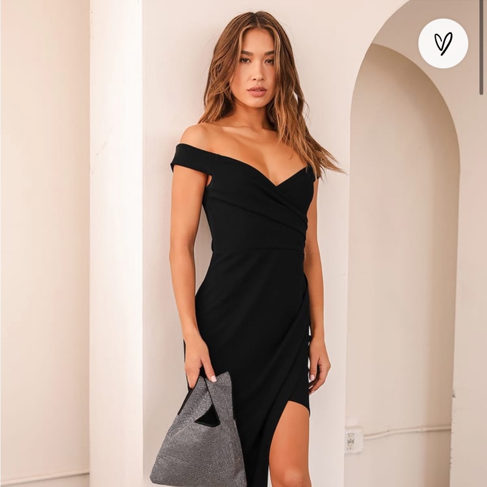 Lulu’s off shoulder black cocktail dress